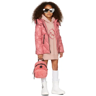 Moncler Kids Pink Fleece Hoodie Dress In 514 Pink