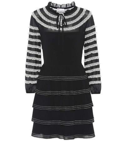 Red Valentino Long-sleeved Minidress In Black