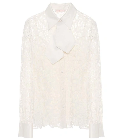 Tory Burch Rosie Cotton-blend Blouse In White