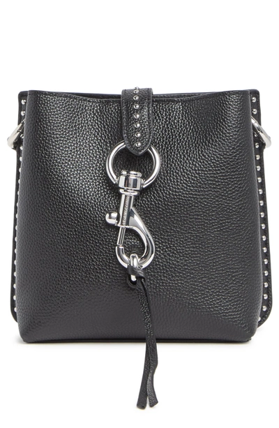 Rebecca Minkoff Megan Mini Leather Studded Feed Bag In Black