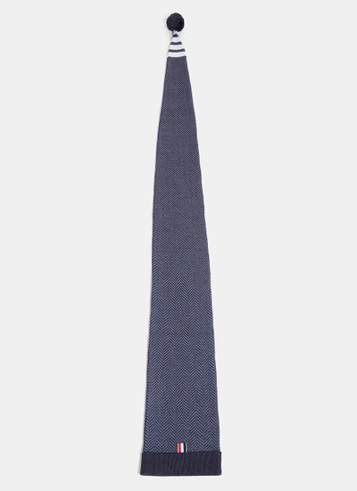 Thom Browne Herringbone Jacquard Knit Long Stocking Hat In Grey