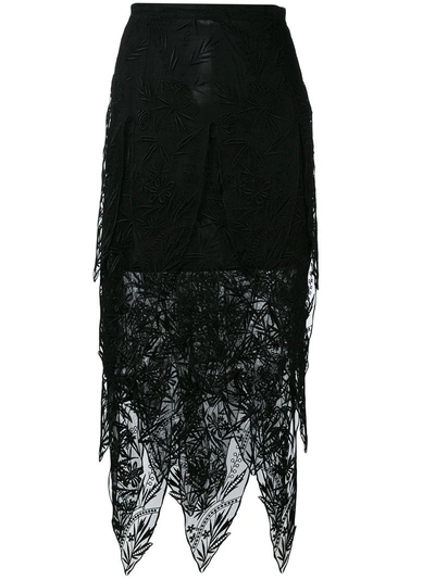 Christopher Kane Lace Teeth Midi Skirt In Black