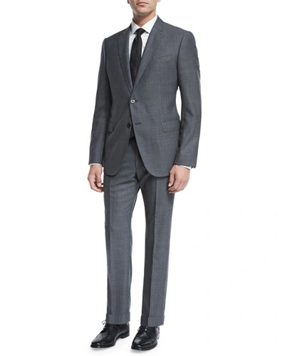 Giorgio Armani Pinstripe Sharkskin Two-piece Suit, Gray/blue