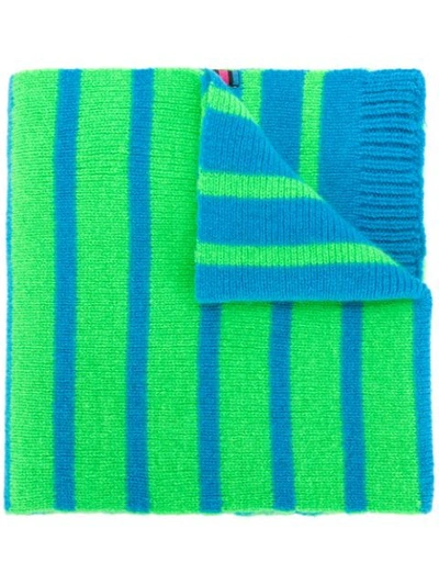 Ps By Paul Smith Reversible Neon Stripe Scarf In Green