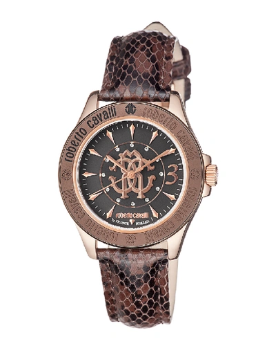 Roberto Cavalli Calfskin Leather Watch In Nocolor