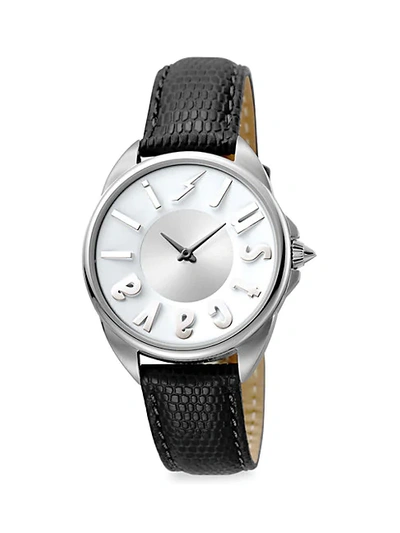 Just Cavalli Logo Stainless Steel Leather-strap Watch