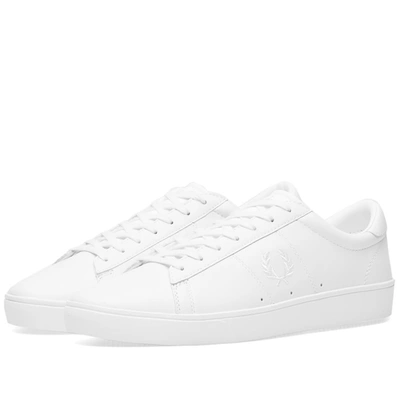 Fred Perry Leather Contrast Wreath Sneakers In White - White