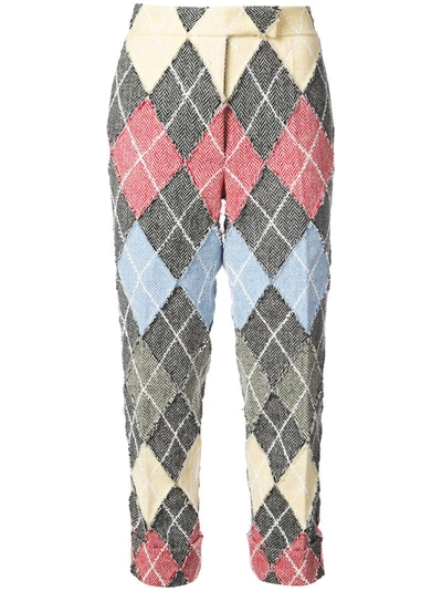 Thom Browne Classic Backstrap Trouser With Argyle Suiting Applique In Herringbone Harris Tweed