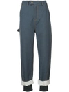 Rosie Assoulin Embellished Cuff Trousers In Blue