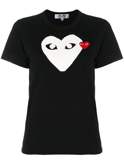 Comme Des Garçons Play Logo Print T-shirt In Black White
