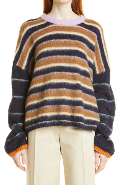 Stine Goya Lucs Stripes Fluffy Knit Sweater In Multi