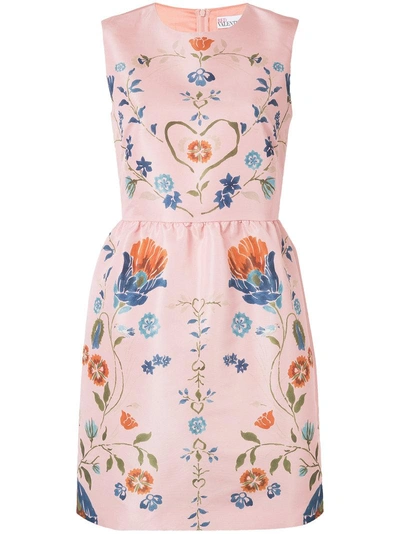 Red Valentino Floral Print Long Sleeve Dress