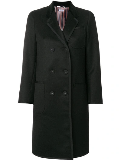 Thom Browne Double-breasted Midi Coat In Black