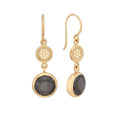 Anna Beck Grey Sapphire Double Drop Earrings In Gold