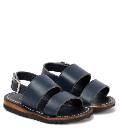 Bonpoint Kids' Double-strap Buckled Leather Sandals In Storm Grey