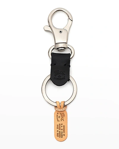 Il Bisonte Unisex Double Leather Keyring In Cognac
