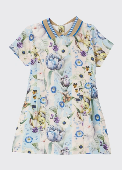 Burberry Kids' Girl's Filippa Floral-print Polo Dress In Pale Cream Ip Ptt