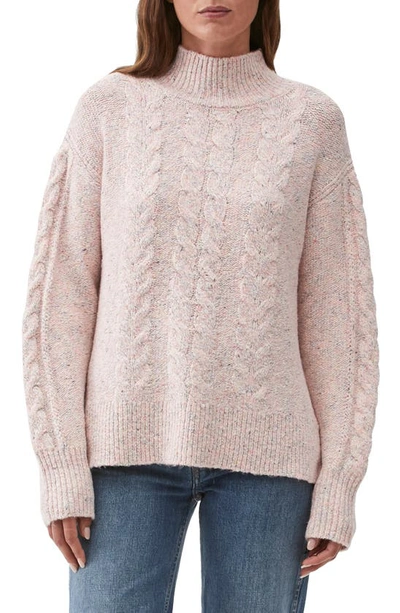 Michael Stars Aika Cable Knit Turtleneck Sweater In Ballet Combo