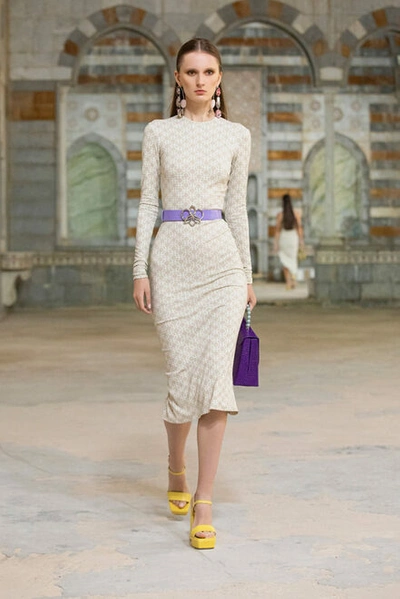 Georges Hobeika Long Sleeve Monogram Dress