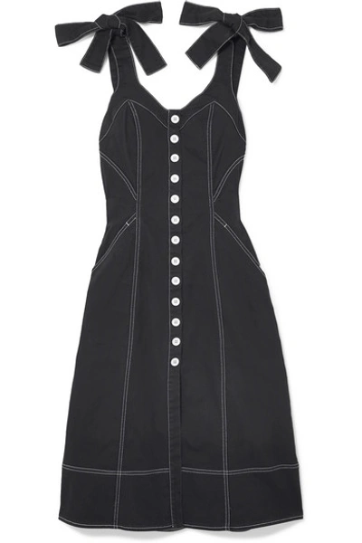 Ulla Johnson Emory Tailored Shoulder Tie Denim Dress In Black