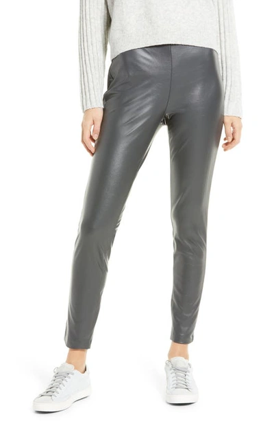 Vince Camuto Faux Leather Leggings In Dark Grey