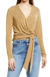 Good American Shimmer Wrap Top In Pale Gold001