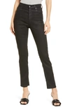 Ag Alexxis Coated Slim Straight Leg Jeans In Super Black