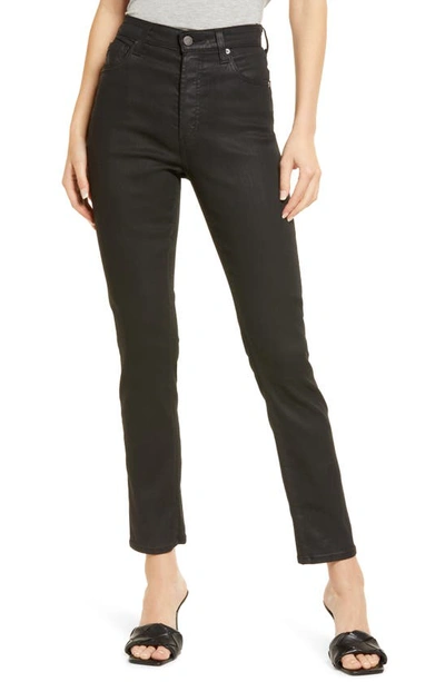Ag Alexxis Coated Slim Straight Leg Jeans In Super Black