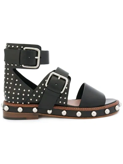 Red Valentino Studded Leather Sandals In Black