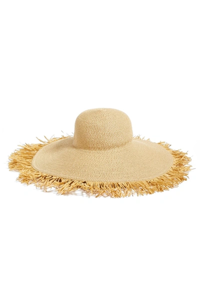 Eric Javits Fringed Squishee Packable Floppy Hat - Beige In Peanut