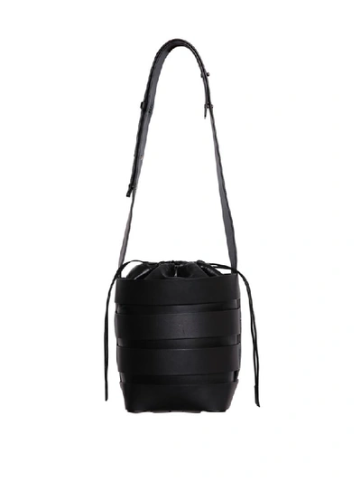 Paco Rabanne Leather Bucket Bag In Nero