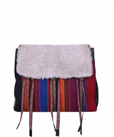 Etro Shearling And Leather Bag In Multicolor
