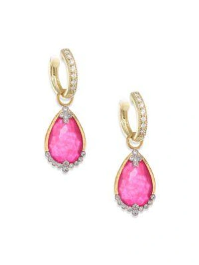 Jude Frances Provence Champagne Diamond & Rhodalite Earring Charms In Yellow Gold