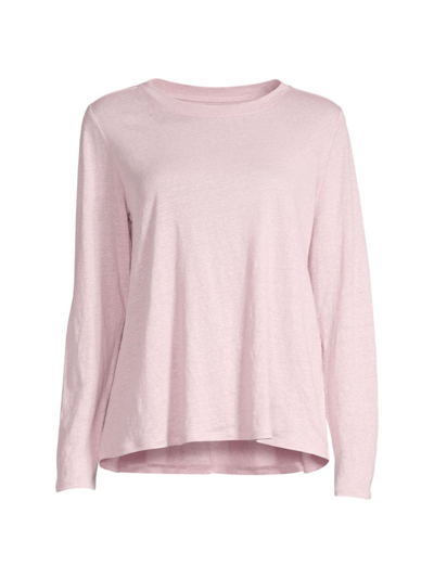 Eileen Fisher Long-sleeve Linen T-shirt In Sacht