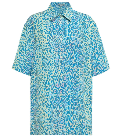 Stella Mccartney Leopard Print Short-sleeve Shirt In Blue