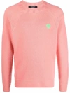 Versace Crewneck Brand-embroidered Cashmere And Wool-blend Jumper In Pink
