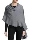 Minnie Rose Women's Cashmere Ruffle Cape In Silver