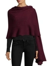 Minnie Rose Women's Cashmere Ruffle Cape In Burgundy