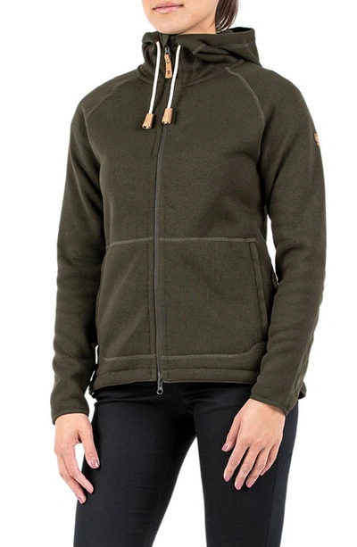 Fjall Raven Ovik Recycled Polyester Fleece Hoodie In Deep Forest