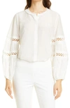 Kobi Halperin Talia Blouson Sleeve Cotton & Silk Blouse In White
