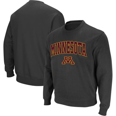 Colosseum Men's Charcoal Minnesota Golden Gophers Arch Logo Crew Neck Sweatshirt In Black
