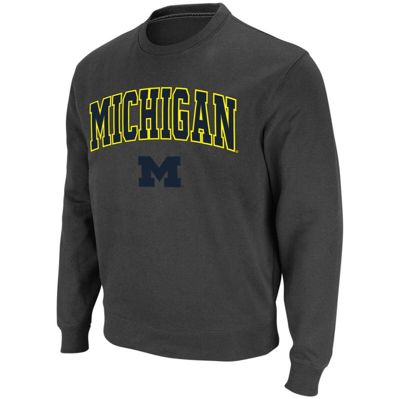 Colosseum Men's Charcoal Michigan Wolverines Arch Logo Crew Neck Sweatshirt