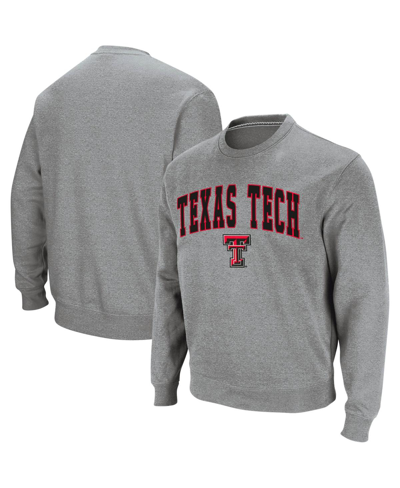 Colosseum Men's  Heather Gray Texas Tech Red Raiders Arch & Logo Crew Neck Sweatshirt