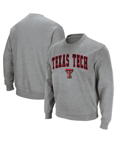 Colosseum Men's Texas Tech Red Raiders Arch And Logo Crew Neck Sweatshirt In Heather Gray