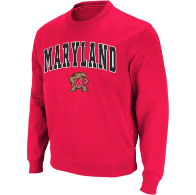 Colosseum Men's Red Maryland Terrapins Arch Logo Crew Neck Sweatshirt