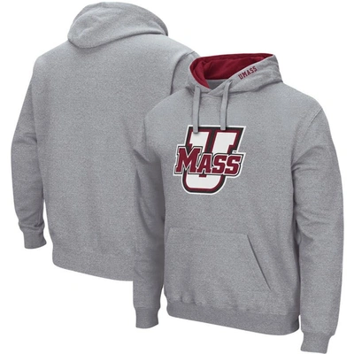 Colosseum Men's Heathered Gray Umass Minutemen Arch And Logo Pullover Hoodie