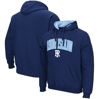 Colosseum Men's Navy Rhode Island Rams Arch And Logo Pullover Hoodie