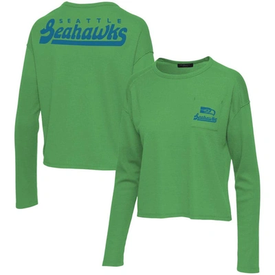 Junk Food Women's Neon Green Seattle Seahawks Pocket Thermal Long Sleeve T-shirt