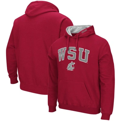 Colosseum Men's Crimson Washington State Cougars Arch Logo 3.0 Pullover Hoodie