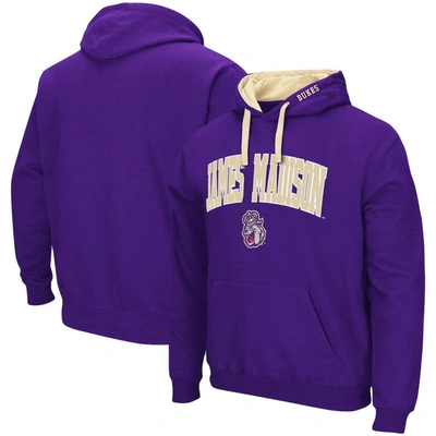 Colosseum Men's Purple James Madison Dukes Arch And Logo Pullover Hoodie
